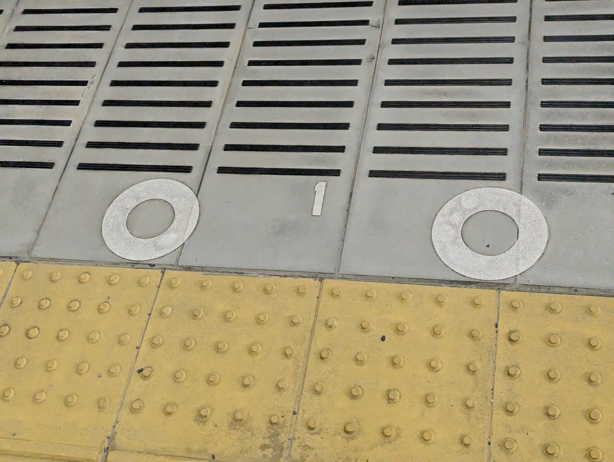 高井田駅の乗車位置目標